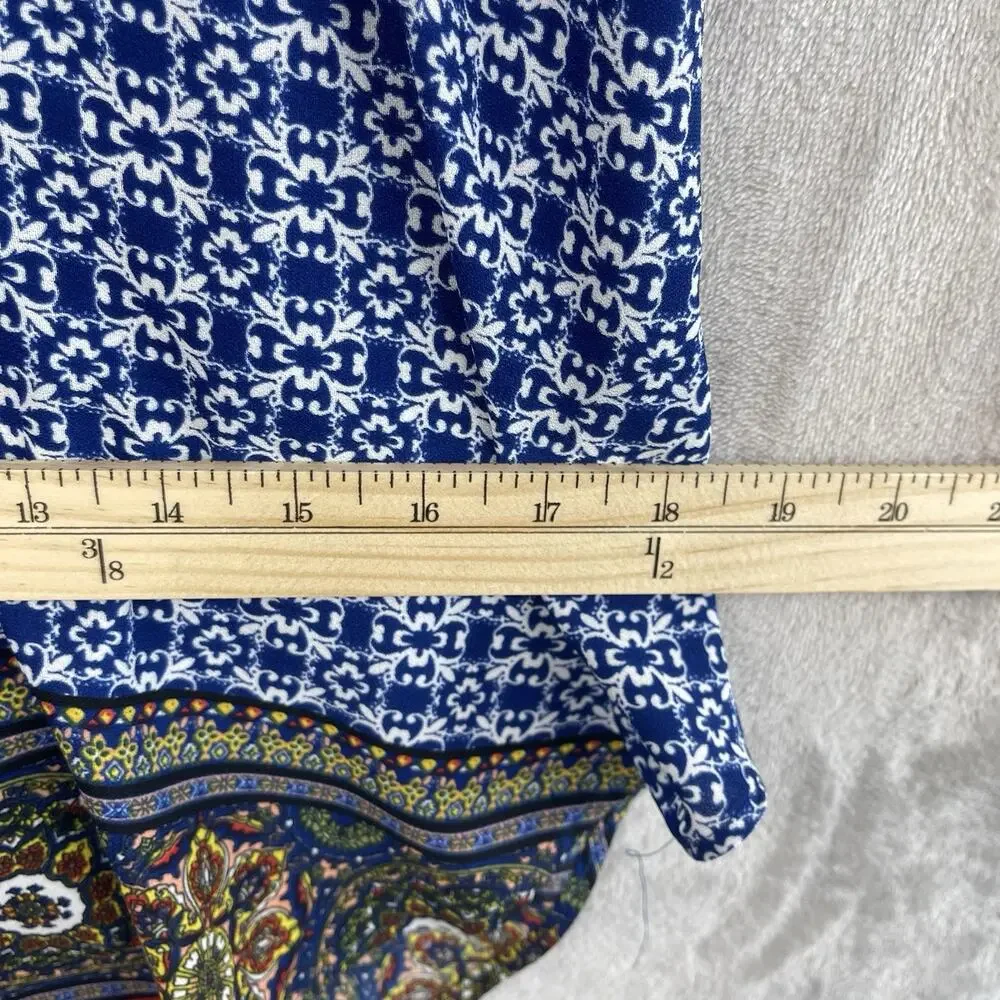 Renee C Baroque Print Blouse Size Small USA Boho Resort Lagenlook Lightweight